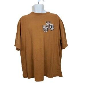 Rocawear Shirt Mens XL Brown Graphic Tee Double Sided Patches Hip Hop Streetwear